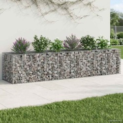 Lit surélevé gabion 2 pcs Argenté 260 x 60 x 55 cm 547567547567