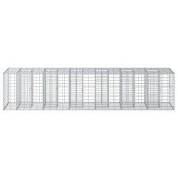 Lit surélevé gabion 2 pcs Argenté 260 x 60 x 55 cm 547567547567