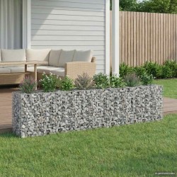 Lit surélevé gabion 2 pcs Argenté 330 x 50 x 80 cm 547568547568