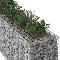 Lit surélevé gabion 2 pcs Argenté 330 x 50 x 80 cm 547568547568