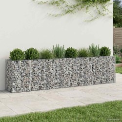 Lit surélevé gabion 2 pcs Argenté 330 x 50 x 80 cm 547568547568