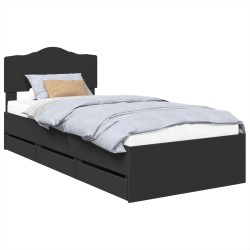 Cadre de lit avec tiroir Noir 90 x 190 cm Bois Ingénierie 547580547580