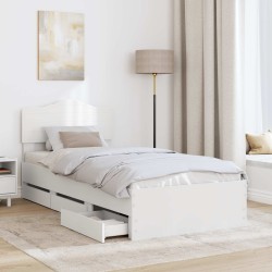 Cadre de lit avec tiroir Blanc 90 x 200 cm Bois Ingénierie 547581547581