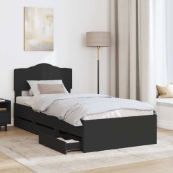 Cadre de lit avec tiroir Noir 100 x 200 cm Bois Ingénierie 547584547584