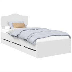 Cadre de lit avec tiroir Blanc 90 x 190 cm Bois Ingénierie 547592547592