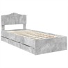 Cadre de lit avec tiroir Gris béton 90 x 190 cm Bois Ingénierie 547594547594
