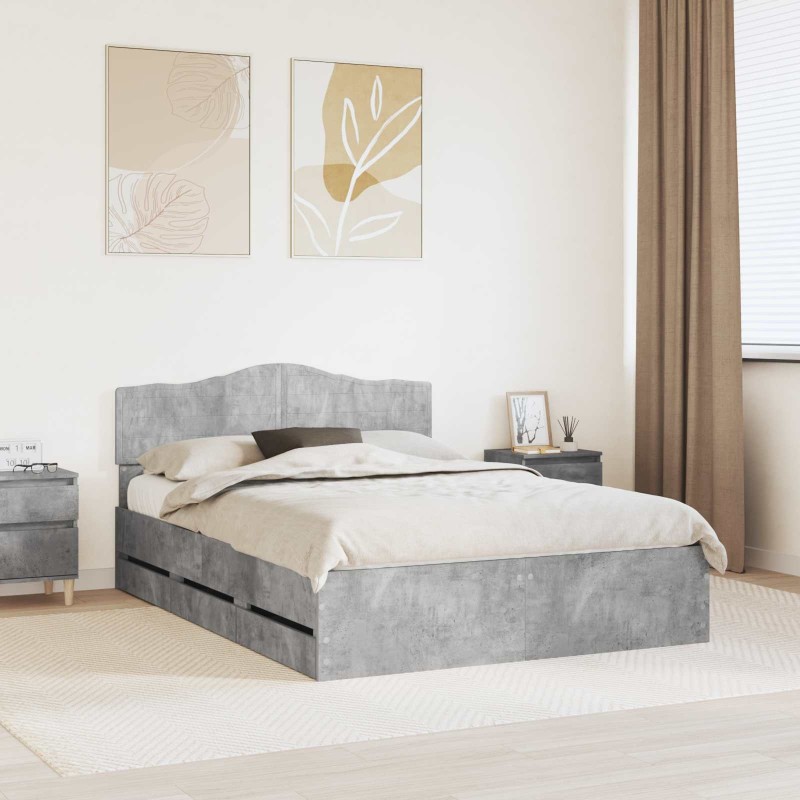 Cadre de lit Gris béton 140 x 190 cm Bois Ingénierie 547596547596