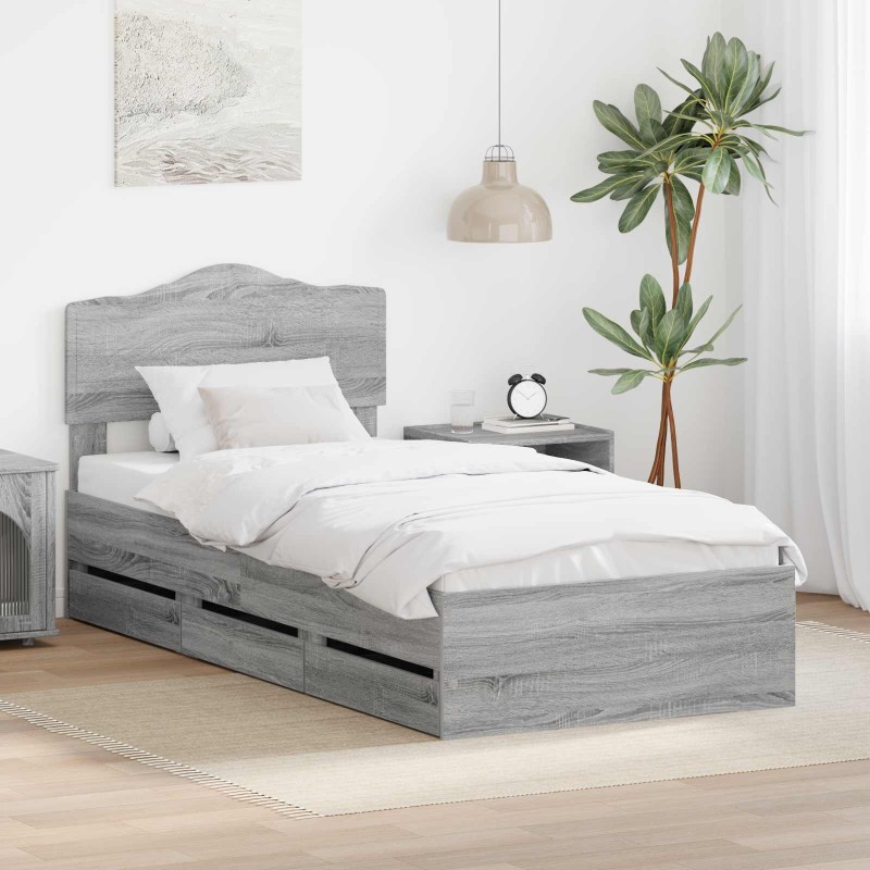 Cadre de lit Gris Sonoma 90 x 200 cm Bois Ingénierie 547600547600