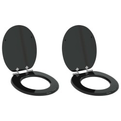 Siège de toilette à fermeture douce 2 pcs Noir 44 x 38 cm 547607547607