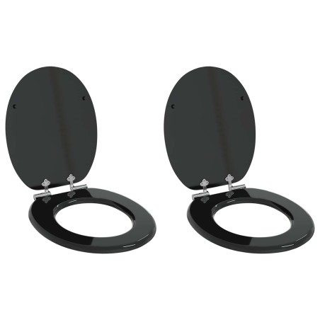 Siège de toilette à fermeture douce 2 pcs Noir 44 x 38 cm 547607547607