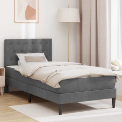 Cadre de lit avec matelas Gris foncé 90 x 190 cm Velours 547608547608
