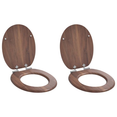 Siège de toilette à fermeture douce 2 pcs Marron 44 x 38 cm 547614547614