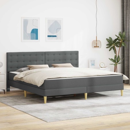 Cadre de lit avec matelas Gris foncé 180 x 200 cm tissu 547617547617