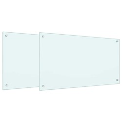 Crédence de cuisine 2 pcs Blanc 90 x 50 cm verre trempé 547619547619
