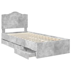 Cadre de lit avec tiroir Gris Béton 75 x 190 cm Bois Ingénierie 547620547620