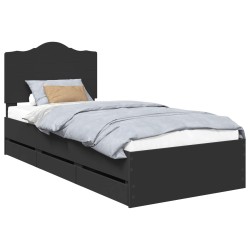 Cadre de lit avec tiroir Noir 75 x 190 cm Bois Ingénierie 547621547621