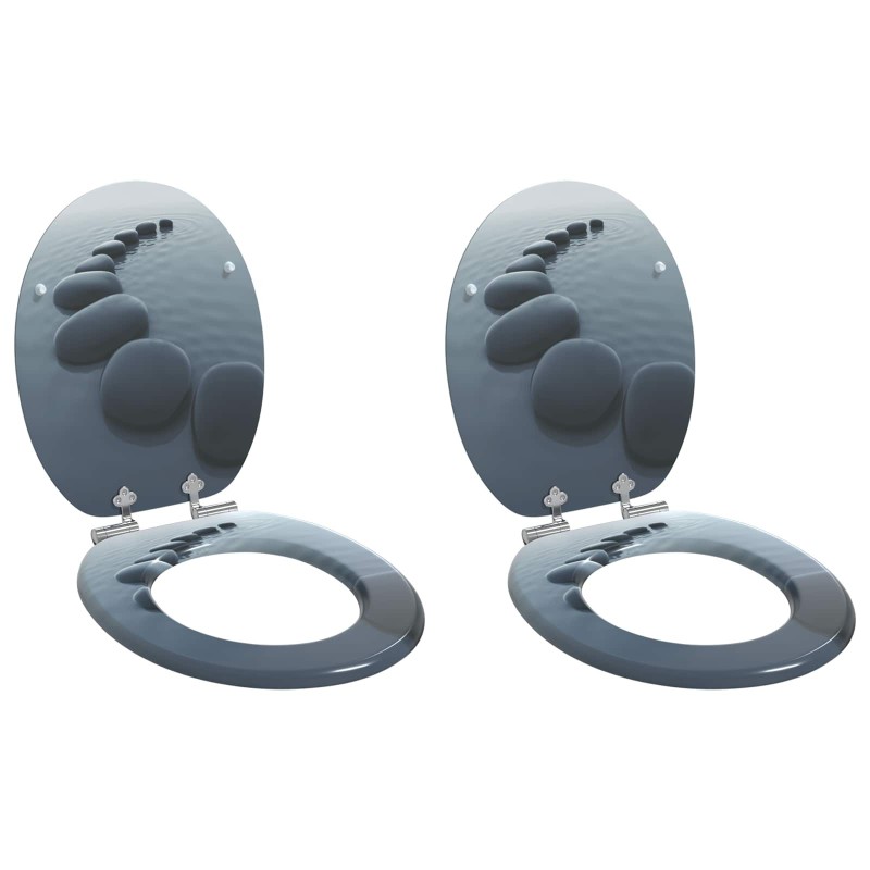 Siège de toilette à fermeture douce 2 pcs Gris 44 x 38 cm 547625547625