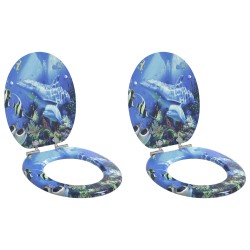 Siège de toilette à fermeture douce 2 pcs Bleu 44 x 38 cm 547627547627