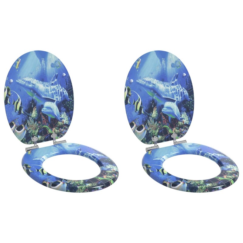 Siège de toilette à fermeture douce 2 pcs Bleu 44 x 38 cm 547627547627