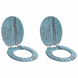 Siège de toilette à fermeture douce 2 pcs Bleu 44 x 38 cm 547628547628