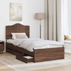 Cadre de lit avec tiroir Chêne brun 90 x 190 cm Bois Ingénierie 547633547633