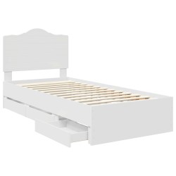Cadre de lit avec tiroir Blanc 75 x 190 cm Bois Ingénierie 547634547634