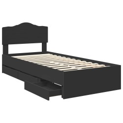 Cadre de lit avec tiroir Noir 75 x 190 cm Bois Ingénierie 547638547638