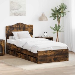 Cadre de lit avec tiroir Chêne fumé 75 x 190 cm Bois Ingénierie 547641547641