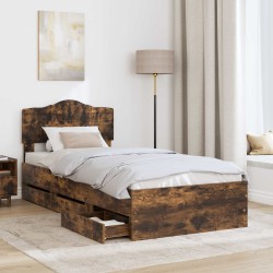 Cadre de lit avec tiroir Chêne fumé 75 x 190 cm Bois Ingénierie 547641547641