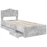 Cadre de lit avec tiroir Gris béton 75 x 190 cm Bois Ingénierie 547643547643