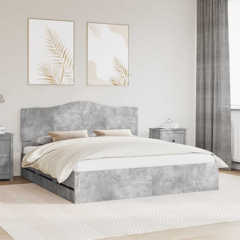 Cadre de lit Gris Béton 200 x 200 cm Bois Ingénierie 547655547655