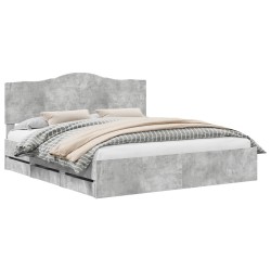 Cadre de lit Gris Béton 200 x 200 cm Bois Ingénierie 547655547655