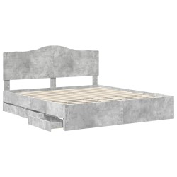 Cadre de lit Gris Béton 200 x 200 cm Bois Ingénierie 547655547655