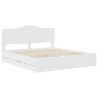 Cadre de lit avec tiroir Blanc 200 x 200 cm Bois Ingénierie 547657547657