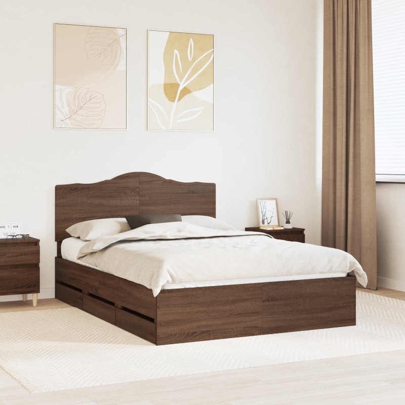Cadre de lit Chêne brun 150 x 200 cm Bois Ingénierie 547664547664