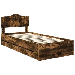 Cadre de lit avec tiroir Chêne fumé 90 x 190 cm Bois Ingénierie 547679547679