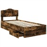 Cadre de lit avec tiroir Chêne fumé 90 x 190 cm Bois Ingénierie 547679547679