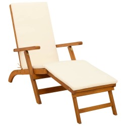Chaise longue inclinable et pliable 2 pcs Crème blanc 547693547693