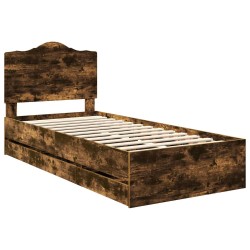 Cadre de lit avec tiroir Chêne Fumé 90 x 190 cm Bois Ingénierie 547694547694