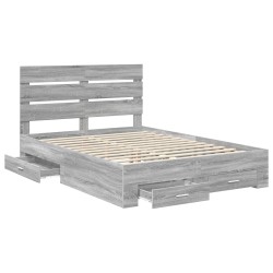 Cadre de lit Gris Sonoma 140 x 190 cm Bois d'ingénierie 547723547723