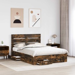 Cadre de lit Chêne fumé 140 x 190 cm Bois d'ingénierie 547727547727