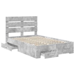 Cadre de lit Gris béton 135 x 190 cm Bois d'ingénierie 547730547730