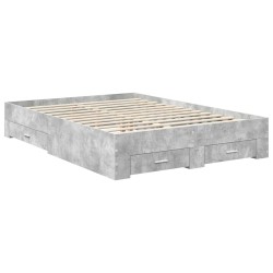 Cadre de lit Gris béton 135 x 190 cm Bois d'ingénierie 547730547730