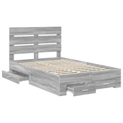 Cadre de lit Gris Sonoma 135 x 190 cm Bois d'ingénierie 547745547745