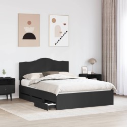 Cadre de lit avec tiroir Noir 140 x 190 cm Bois Ingénierie 547762547762