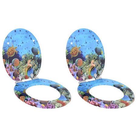 Siège de toilette à fermeture douce 2 pcs Bleu profond de mer 547767547767