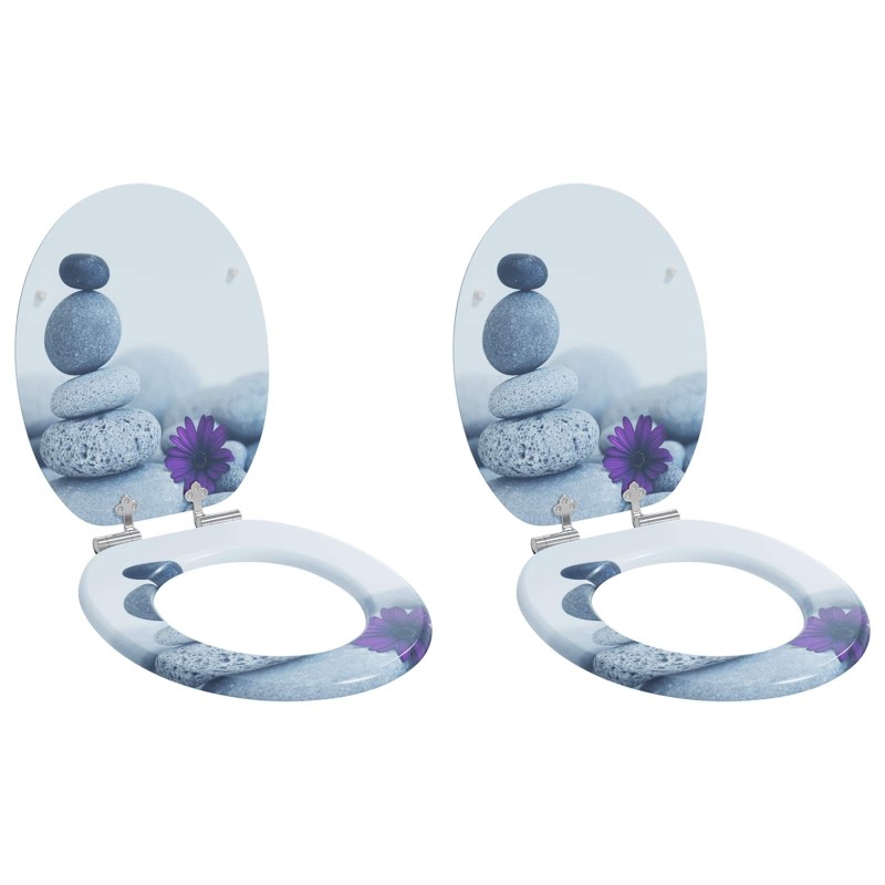 Siège de toilette à fermeture douce 2 pcs Gris 44 x 38 cm 547769547769