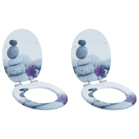 Siège de toilette à fermeture douce 2 pcs Gris 44 x 38 cm 547769547769