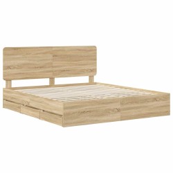 Cadre de lit Chêne Sonoma 200 x 200 cm Bois Ingénierie 547789547789