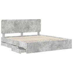 Cadre de lit Gris béton 200 x 200 cm Bois Ingénierie 547790547790